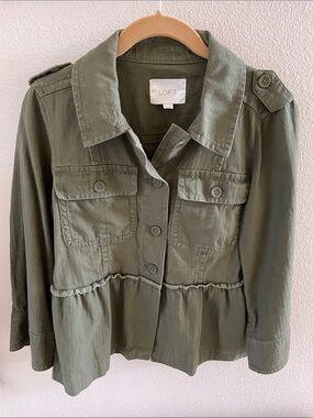 LOFT Olive Utility Peplum Jacket XS